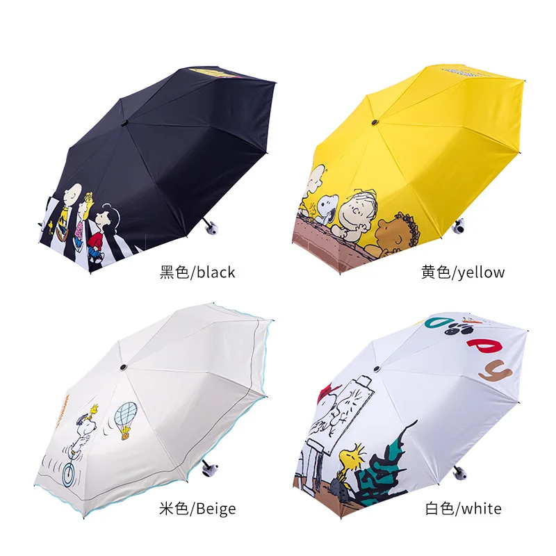 

Cute Anime Snoopy&Charlie Cartoon Dual-Use Umbrella Creative Snoopy Folding Student Sunshade Umbrellas Gift