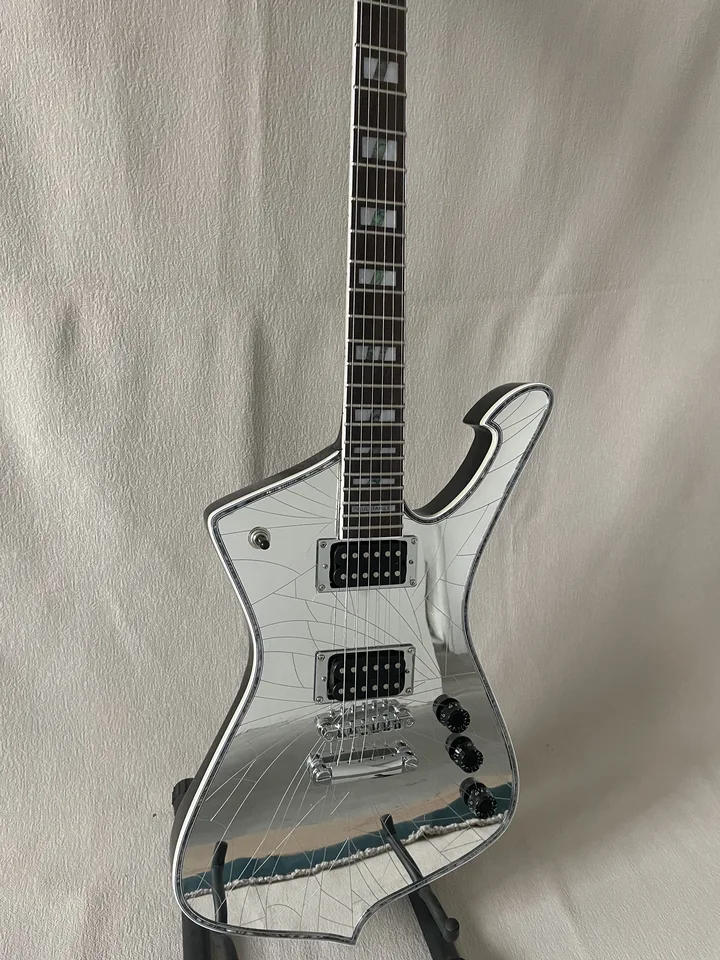 New Iceman Paul Stanley Electric Guitar Silver Super Cool Cracked