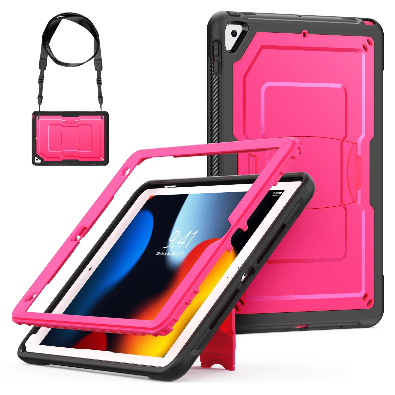 Shockproof Tablet Stand Cover with Shoulder Strap