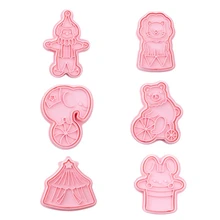 

6 Pcs Circus Animal Cookie Cutters Fondant Cutters Plunger Cookie Stamps, Rabbit, Elephant, Bear, Lion, Tent, Clown dropshipping