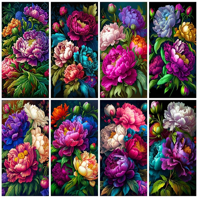 MomoArt DIY Diamond Painting Colorful Peony Needlework Mosaic