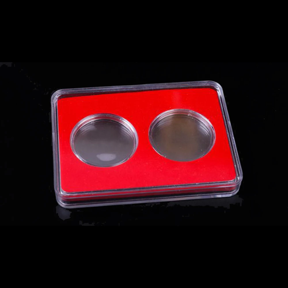 Coin Holder Transparent Round Coin Box Capsules Storage Coin Collection Holder Containers 2Grid Home Supplies Organizer Collection Protector coin bank coin holder coin capsules