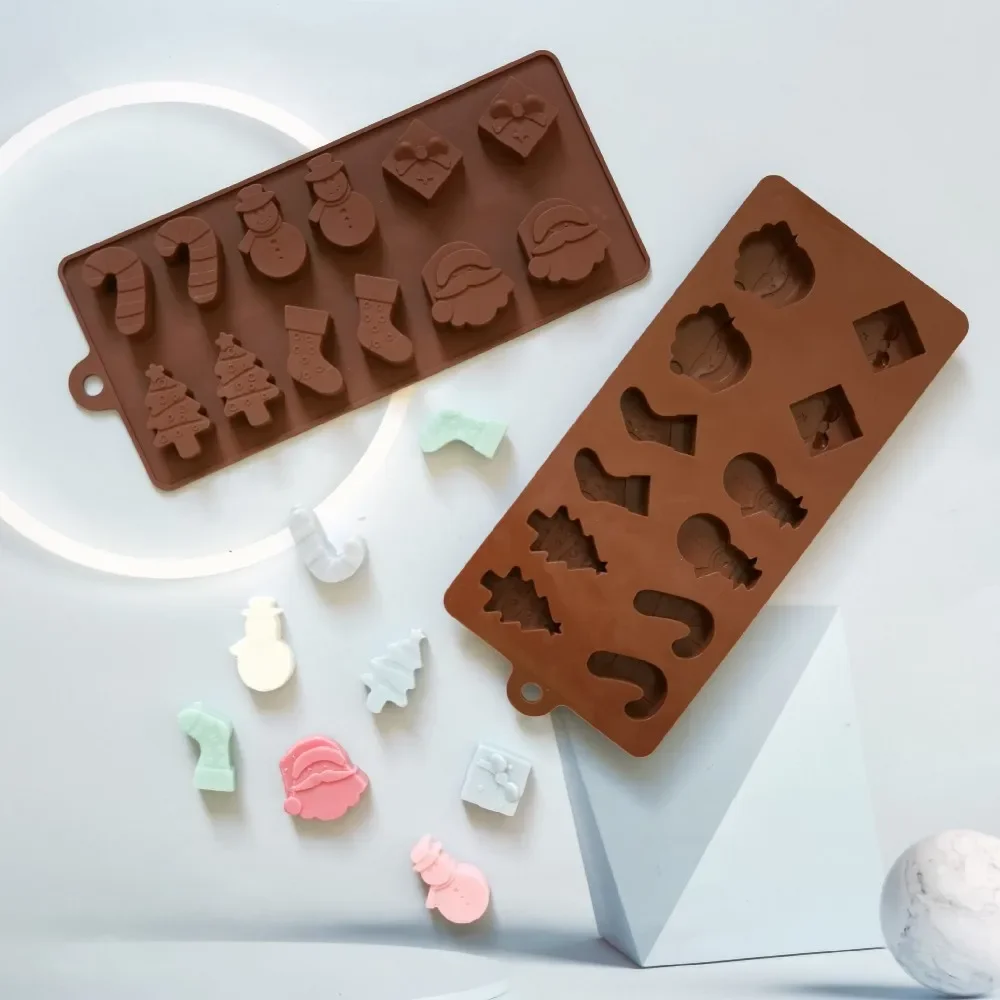 

Christmas Silicone Chocolate Mold Tray for Baking Jelly Soap Pentagram socks Santa Claus Gift Box - Christmas Themed Baking Mold