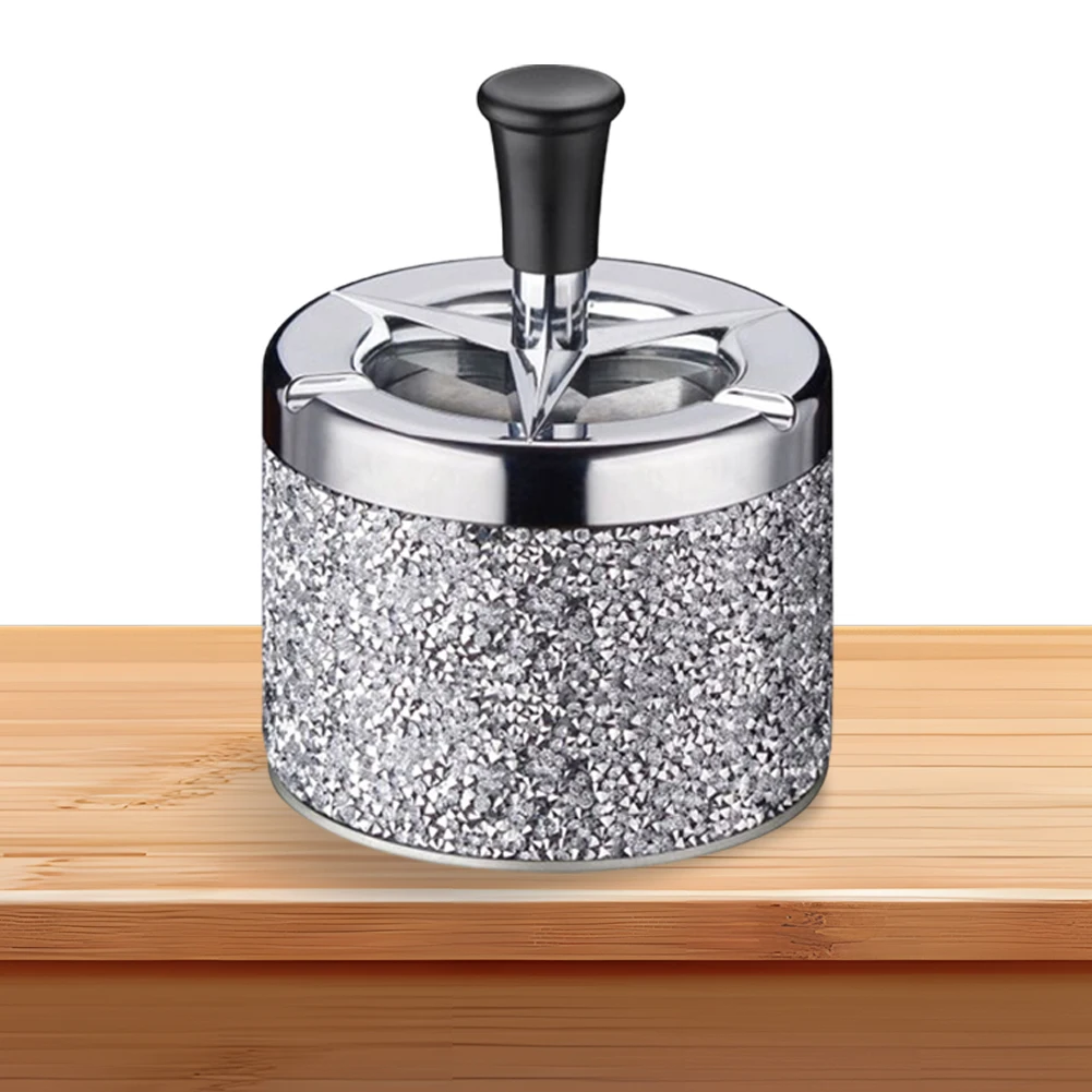 Spinning Ashtray with Lid Self-Cleaning Ashtray Windproof Car Ashtray Metal Desktop Ashtray for Cigarette Smoking