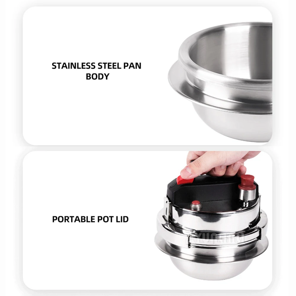0.8L Portable Pressure Cooking Pot Stainless Steel Pressure Cookers High-Pressure Kitchen Equipment