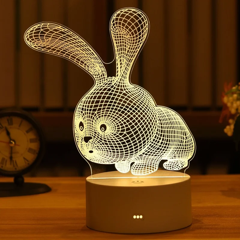 Romantic Love 3D Acrylic Led Lamp for Home Children Night Light Table Lamp Birthday Party Decor Valentine's Day Fairy Lamp