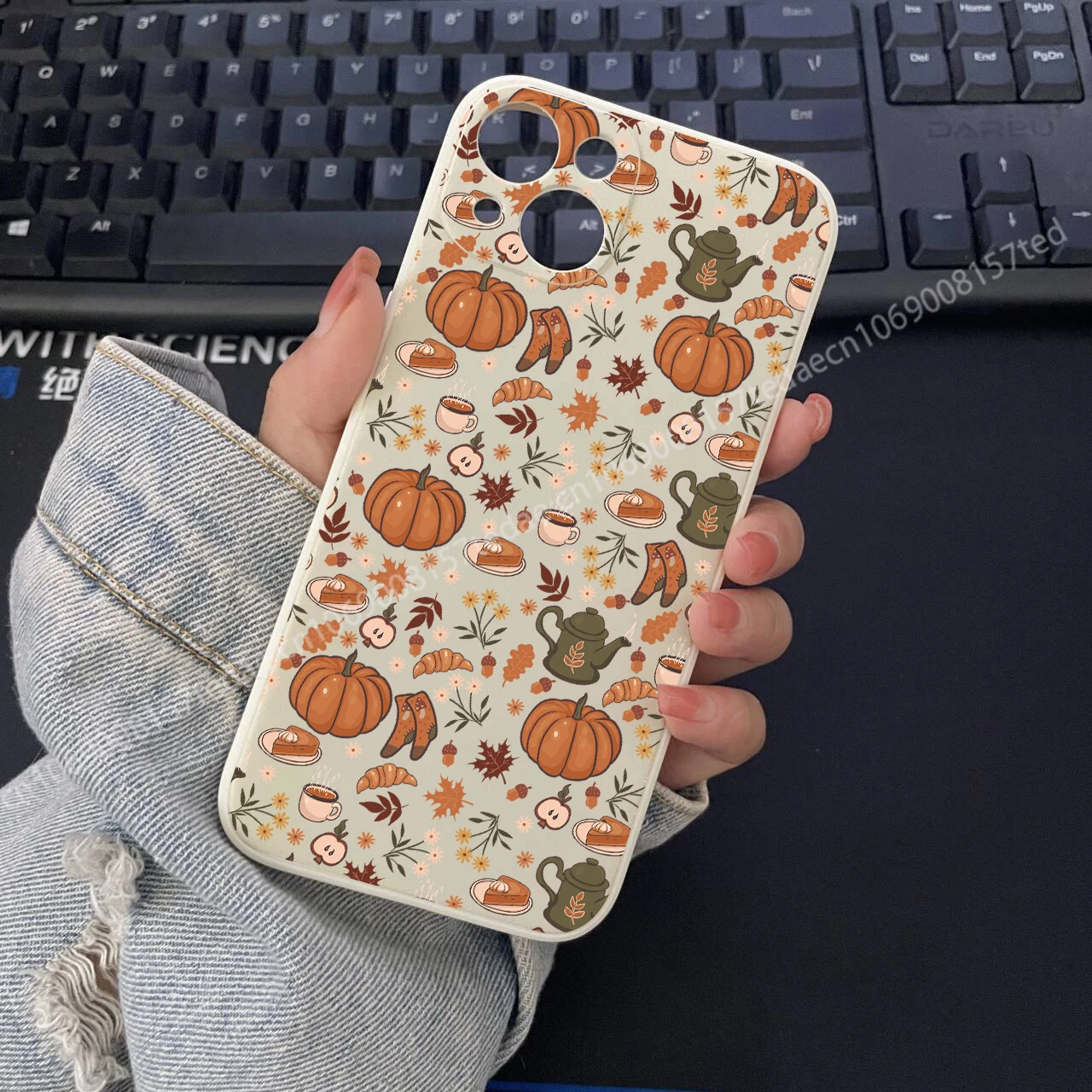 Autumn Leaf Pattern Graphic Silicone Phone Case Cover