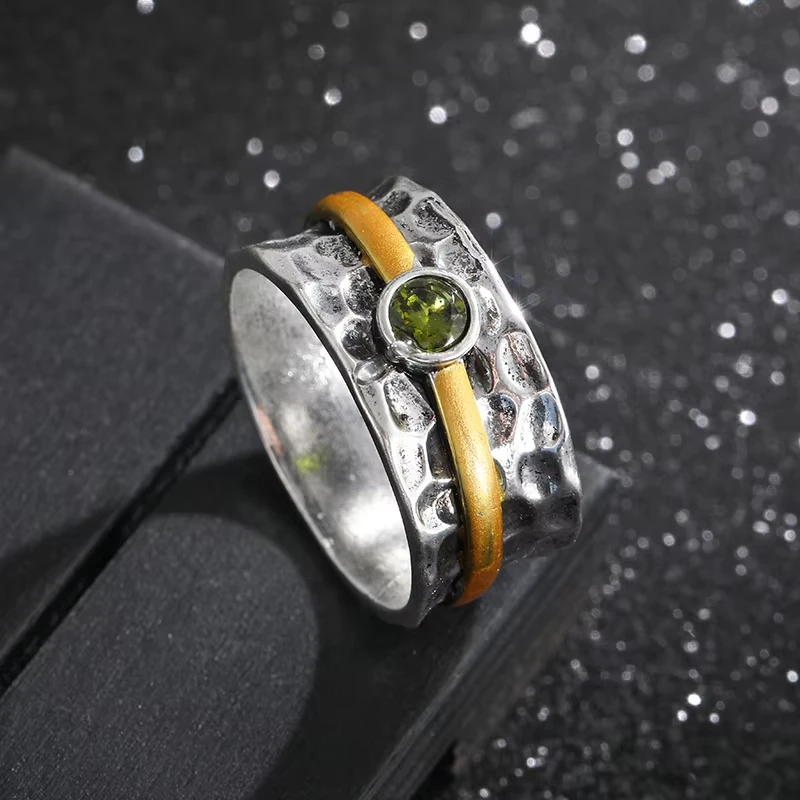 Two color creative fashion color zirconium ring new European and American popular hand jewelry size 6-10 6