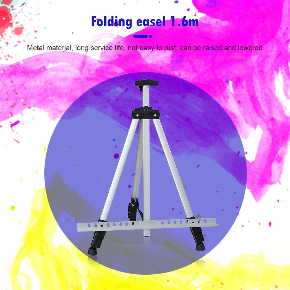삼각대 디스플레이 랙, 여행용 그림 이젤, 텔레스코픽 접이식 휴대용 선반, 야외 여행 장식, 1.6m