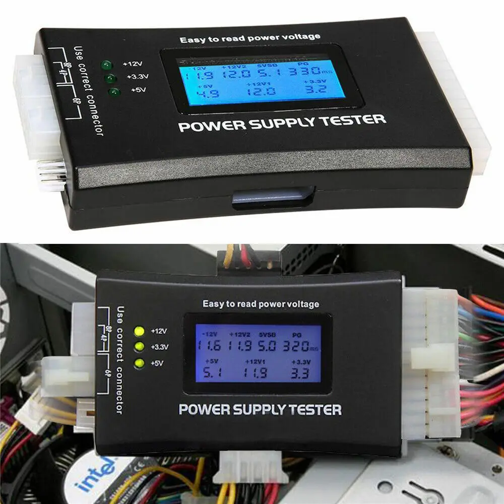 PC 컴퓨터 LCD 20/24 핀 4 PSU ATX BTX ITX SATA HDD 디지털 전원 공급 장치 테스터