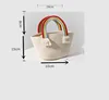 Lovely Rainbow Cloud Handbag Handmade Cotton Woven Bags Seaside Holiday Beach Bag Straw Weave Bag Kids Girls Fashion Accessories 6