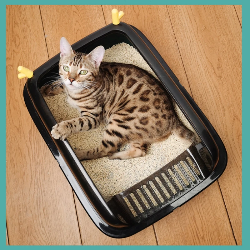 반 폐쇄형 고양이 쓰레기 상자 대형 안티 스플래시 고양이 쓰레기 상자 완전 개..