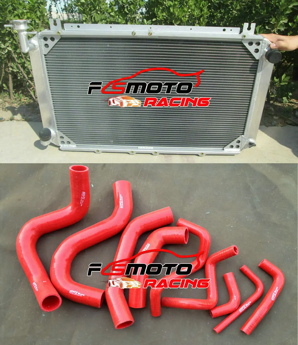 Aluminum Radiator + Red Hose For Nissan Patrol Y60 Gq 2.8l Rd28t Turbo