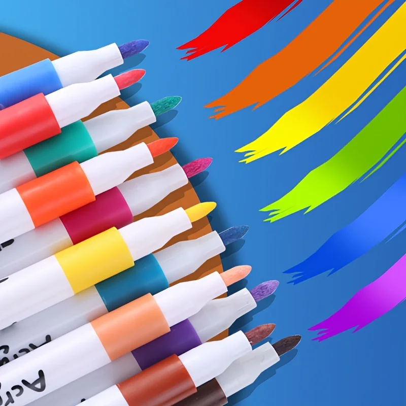 아크릴 페인트 마커 세트, 아트 마커, 페인팅 펜 그래피티, 돌, 디스크, 휴대폰 케이스, 신발 유리용, 12 색, 24 색, 36/48 색