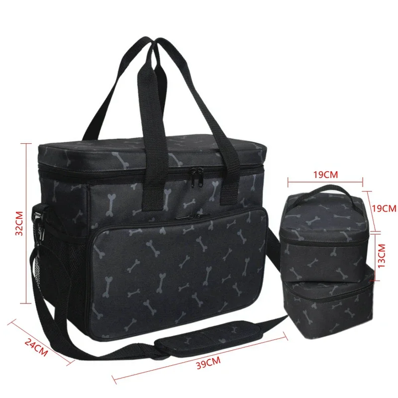 Multi-Function Pet Travel Shoulder Bag Dog Food Tote Carrier Container Organizer Set For Outdoor Camping Food Storage Containers