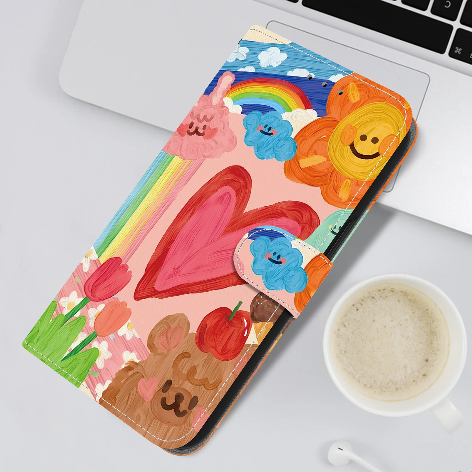 Elegant Floral Leather Flip Phone Case with Stand and Card Slots