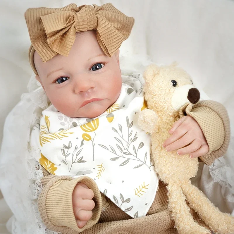 

48CM Silicone Baby Reborn Dolls Levi Awake Soft Cloth Body Newborn Flexible 3D Skin Tone with Visible Veins Hand Paint Hair Doll