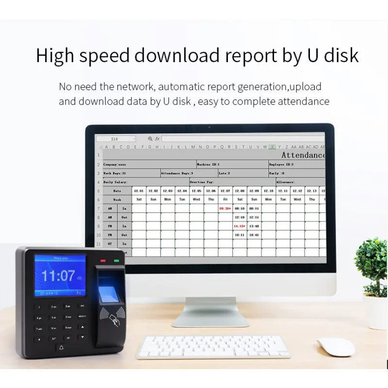 Fingerprint ID card password Wiegand English, Spanish, Portuguese Fingerprint Time Attendance Recorder biometric device H100