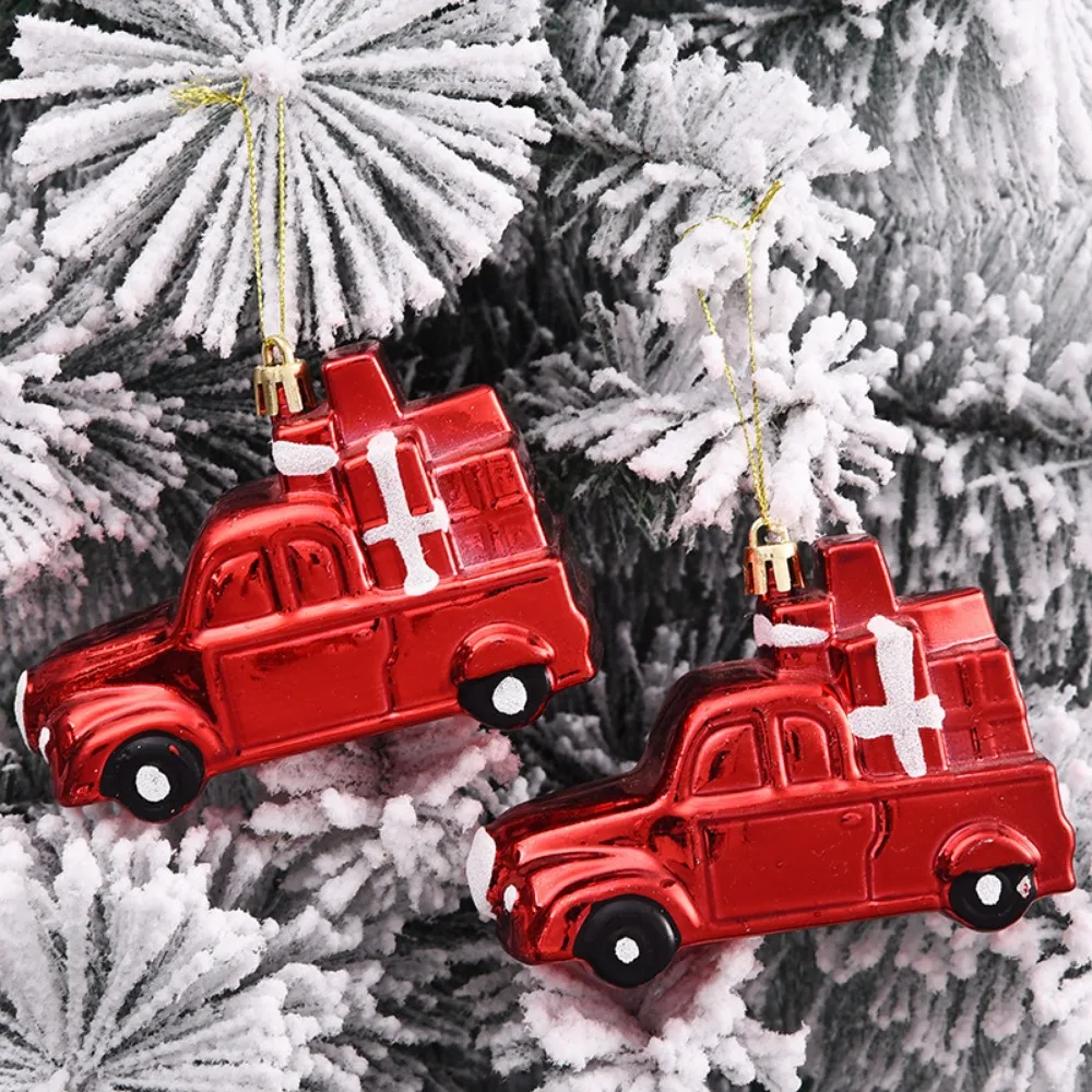 2PCS Christmas Tree Decorations Plastic Christmas Ball Red Ornaments Small Pendant Tree Hanging Xmas Party Decor for Home