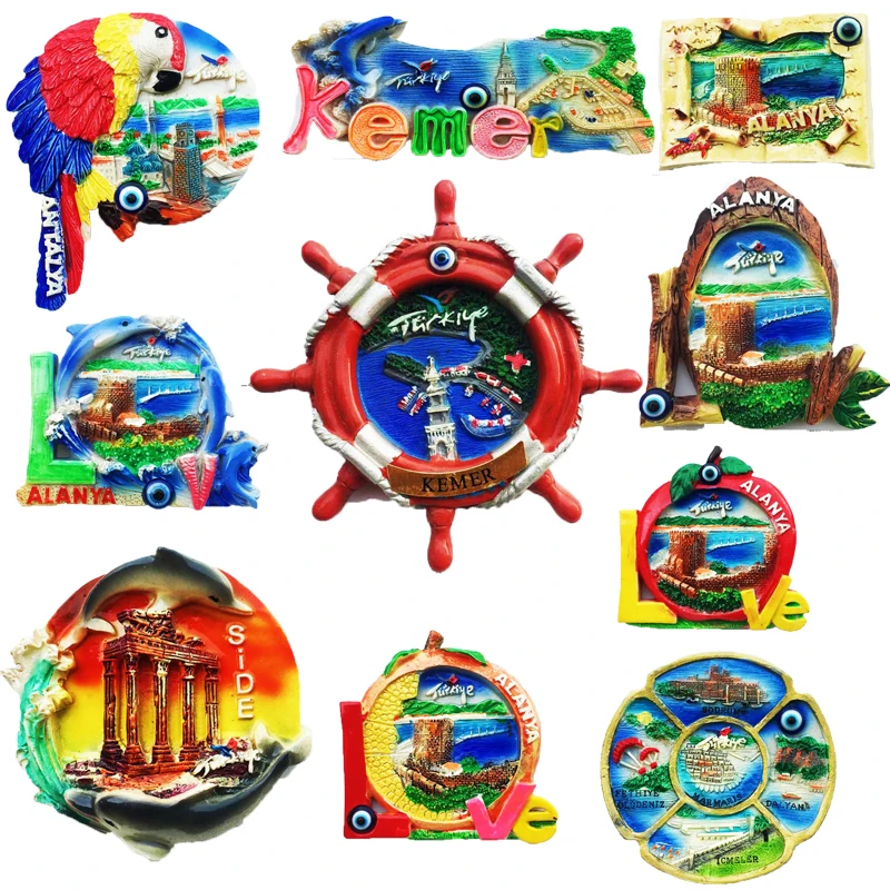 Turkey Alanya Travel Fridge Magnets Kemer Antalya Souvenir Resin Fridge Sticker Magnetic Magnets for The Refrigerator Decoration magnetic fridge magnets magnetic sticker magnetic fridge stickers refrigerator decor