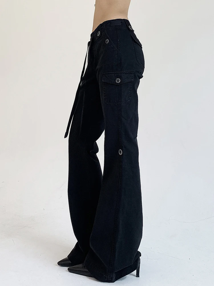 Rockmore Y2K Low Rise Flare Jeans for Woman Streetwear Aesthetic