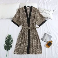 2024 new style Silk thin summer nightgown for men ice silk spring and autumn short-sleeved bathrobe printed pajamas for men 1