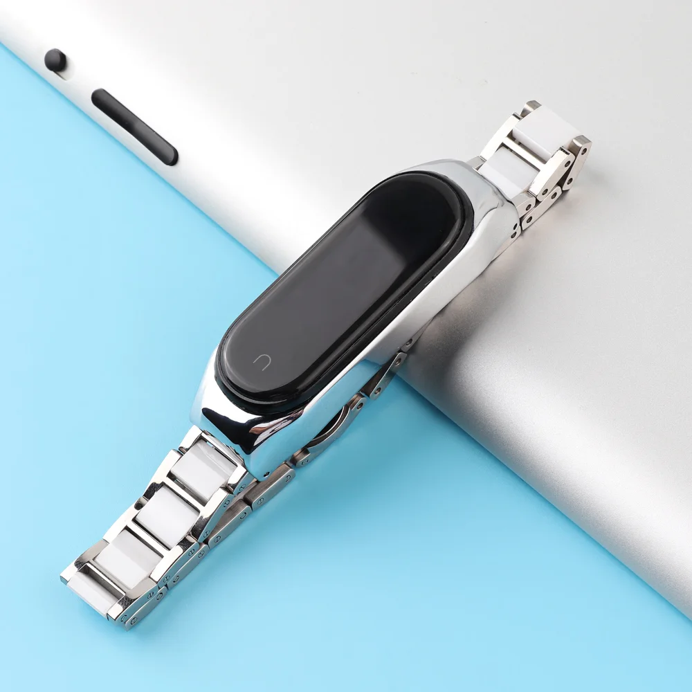 Ceramic Strap for Xiaomi Mi Band 8 7 6 5 4 3 Metal Bracelet Wristband for Mi Band 8 Smart Watch Watchband Mi Band 7 6 5 4 Strap