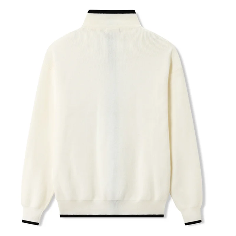 2023 Spring and Autumn New Sweater Men's Fashion Loose Standing Neck Fashion Knitwear Men's Light Business Long Sleeve Top K0014