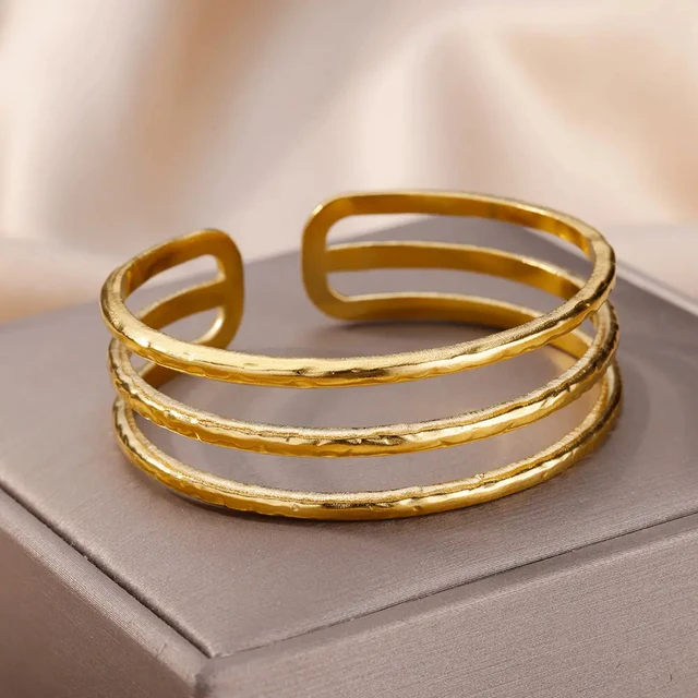 Stainless Steel Bangles Bracelet for Women Gold Plated Luxury Multi-layer Bracelets 2023 Free Shipping Jewelry pulseras mujer 1