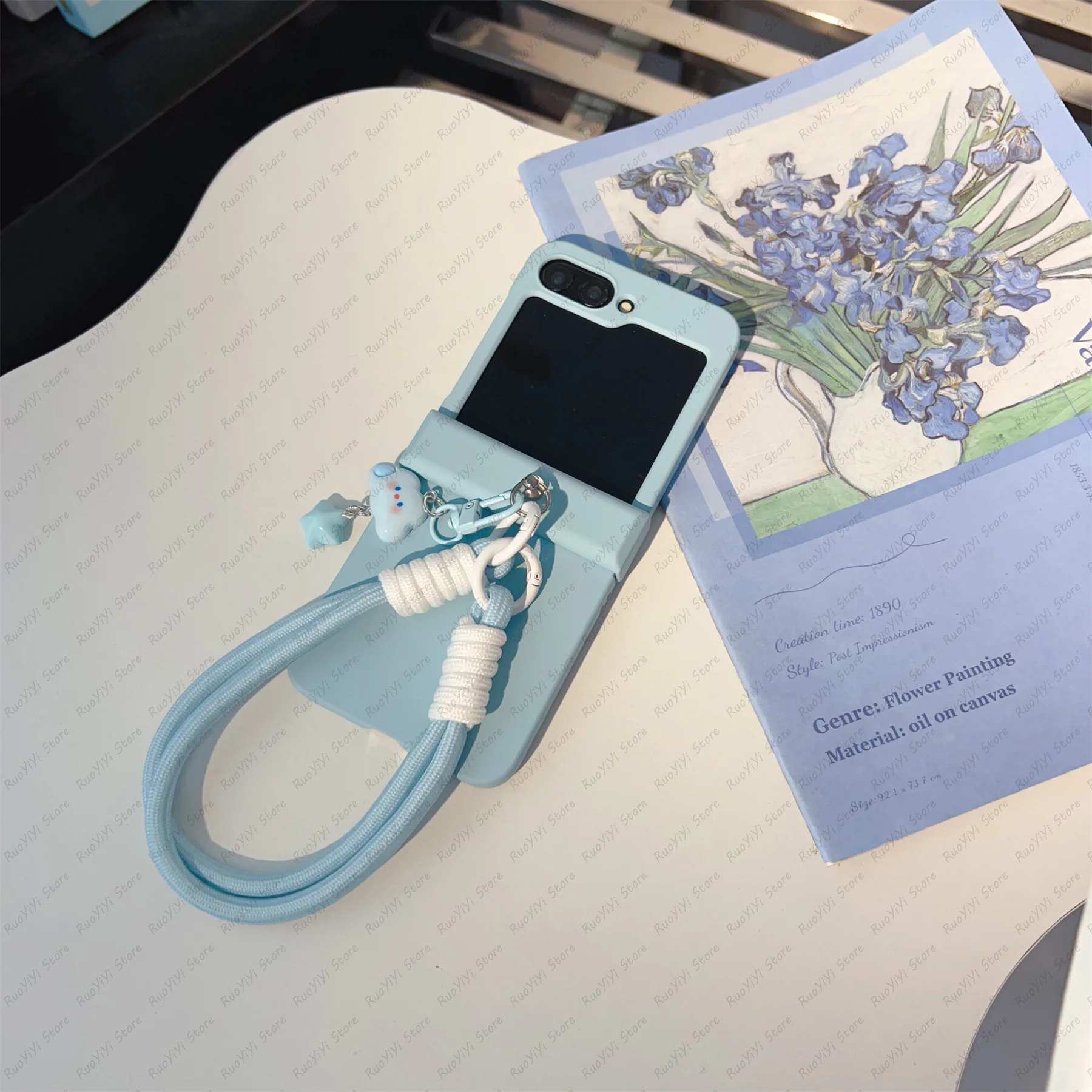 Korean Solid Color Blue Cartoon Clouds Pendant Portable Phone Case Cover