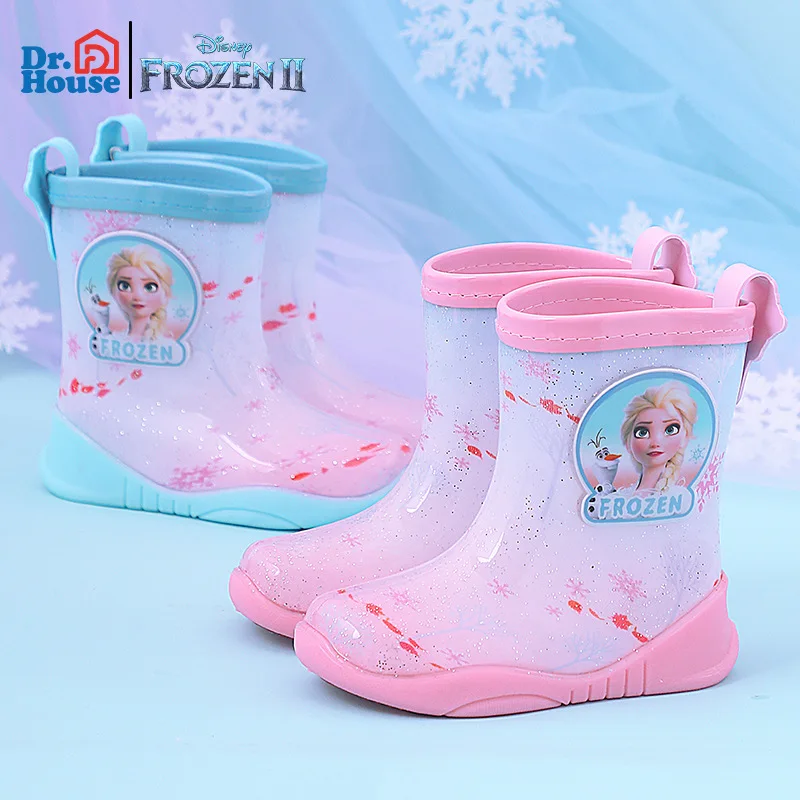 botas-de-chuva-congeladas-disney-para-meninas-sapato-de-borracha-impermeavel-infantil-sapato-curto-antiderrapante-princesa-elsa-estudante