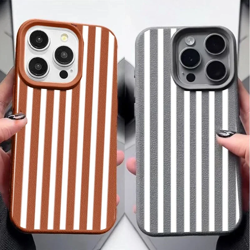 Colorful Lychee Stripe Protective Phone Case
