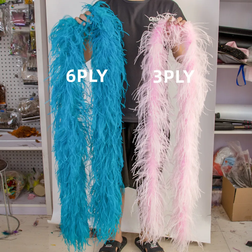 Description Picture 5 of item2M Fluffy Natural Ostrich Feather Boa Shawl Decoration for Wedding Dress Clothing Decor Plumes Boas DIY Sewing Craft Customized