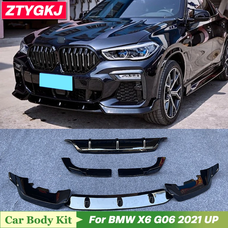 

High Quality Black PP Material Front Bumper Lip Rear Diffuser Trims For BMW X6 G06 Tuning 2021 Up