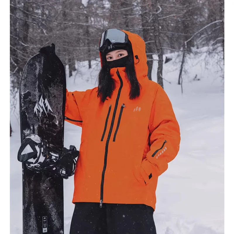 UnisexSkiwearOrangeSkiJacketForMenWomenWindproofOveralls