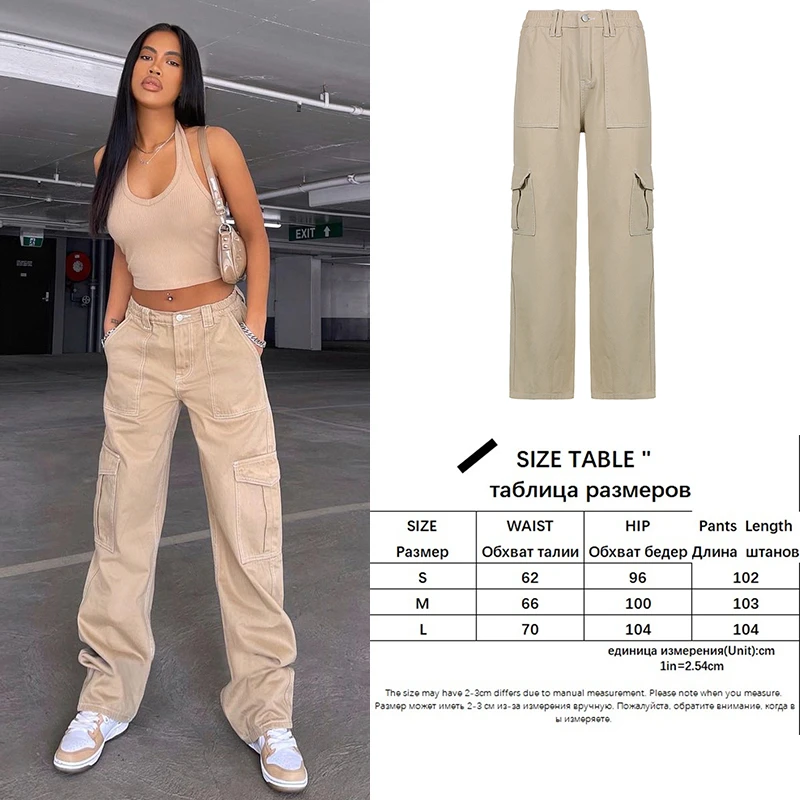 Fashion (Black)Y2K Pockets Cargo Pants For Women Straight Oversize ...