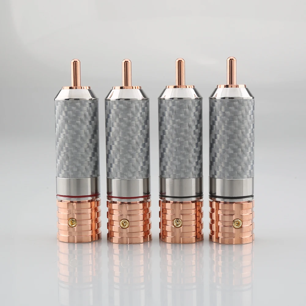 4PCS Viborg VR108 순수 구리 탄소 섬유 RCA Unsolder 버전 순수 구리 RCA 나사 잠금