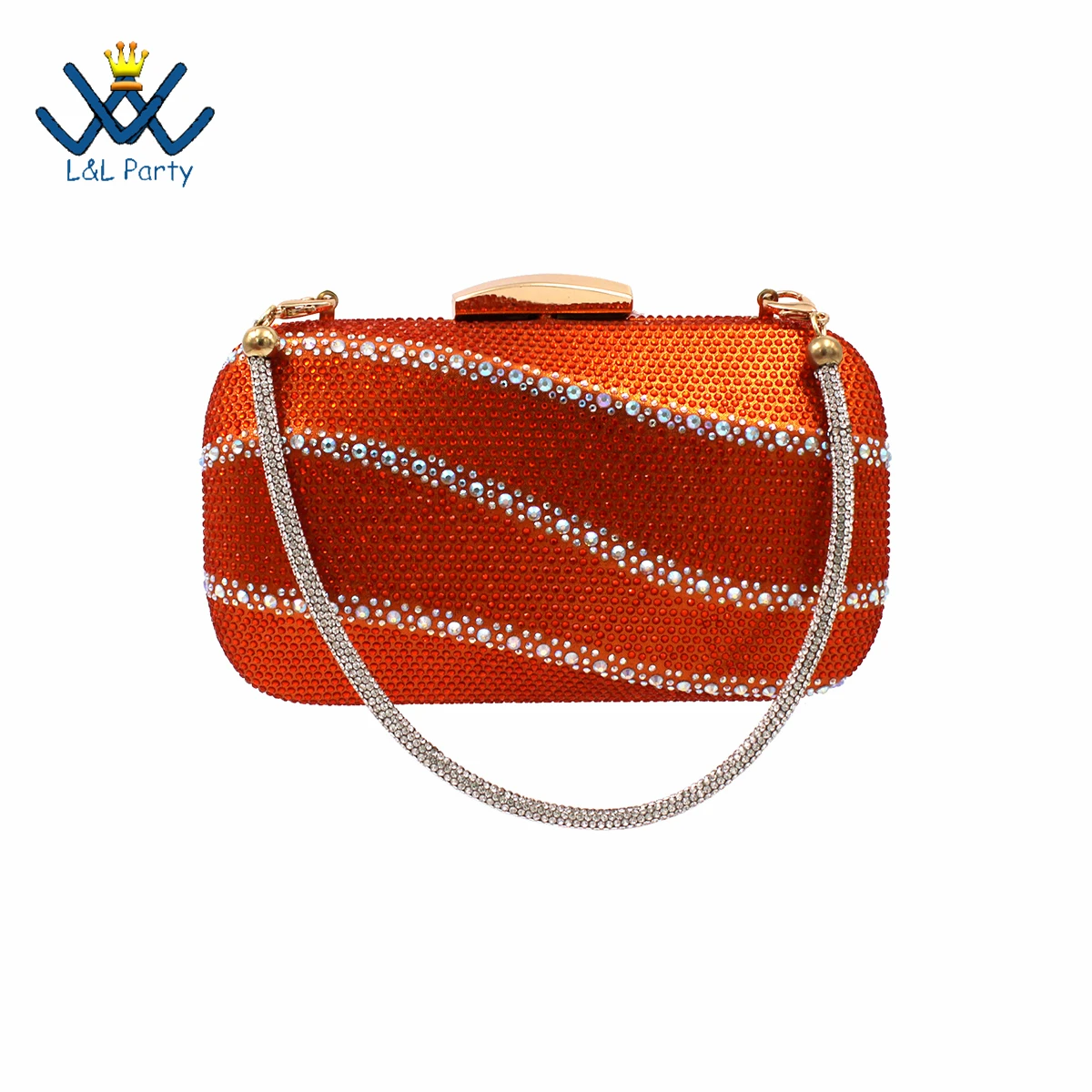 

Spring New Coming Italian Women Hand Bag with Shinning Cryatal Mature Style for Ladies Party in Orange Color