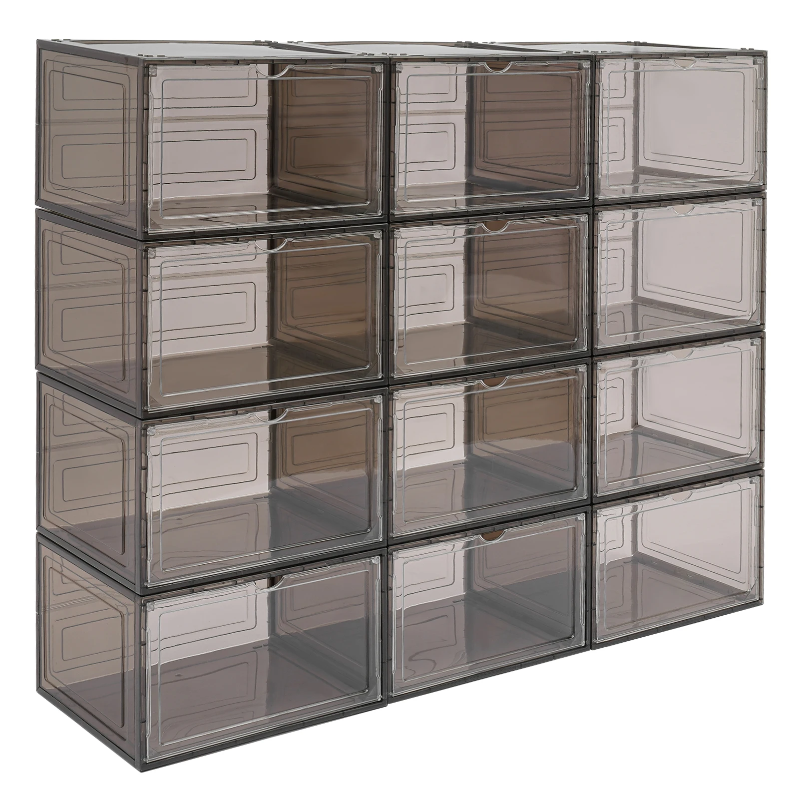 12-Pack Stackable Shoe Boxes, Transparent Acrylic for Sneakers, High Heels, Boots, Dust-Proof, Space-Saving Design 4