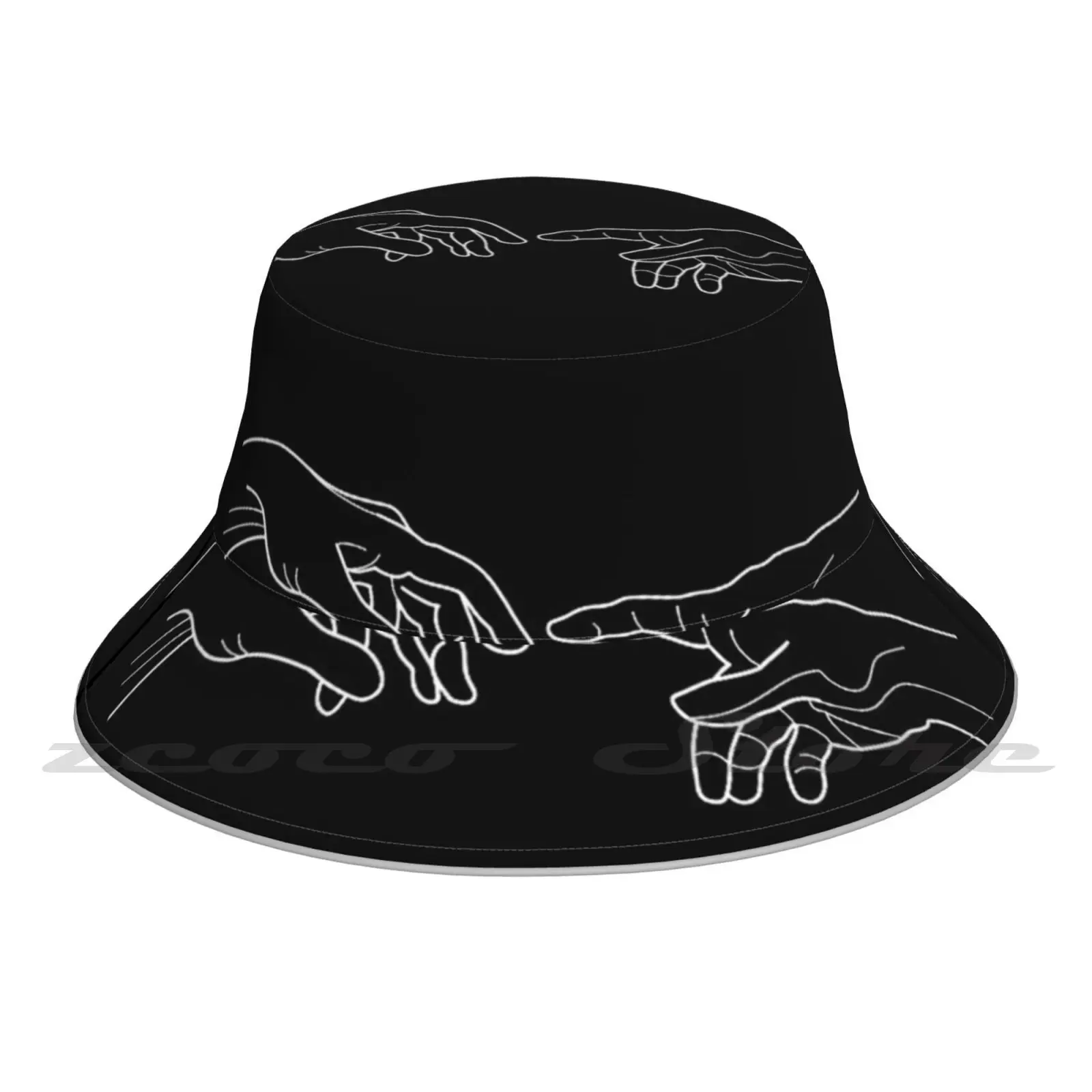 

Michelangelo Drawing Cap Diy Light Foldable Sunshade Fashion Fisherman Hat Hands Hands Painting Michelangelo Aesthetic Trendy