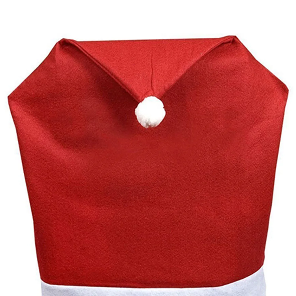 Christmas Santa Hat Seat Cover Decorative Chair Protector Cover Festival Favor for Banquet Holiday Festival Decor