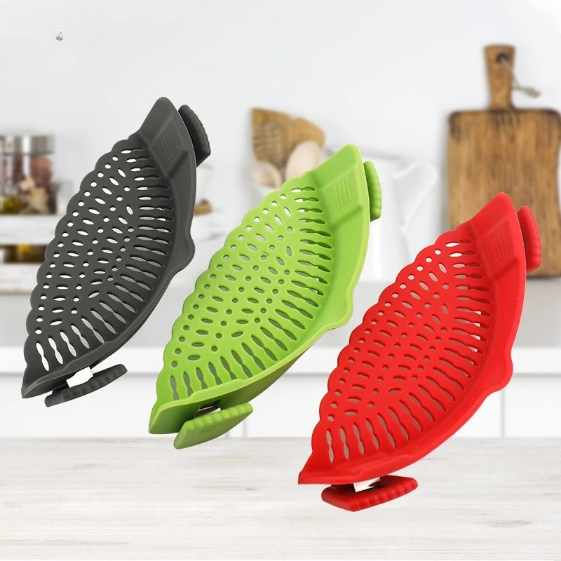 Universal Silicone Clip-on Pan Pot Strainer Anti-spill Pasta Pot Strainer FoodGrade Rice Fruit Colander Strainer Kitchen Ltems