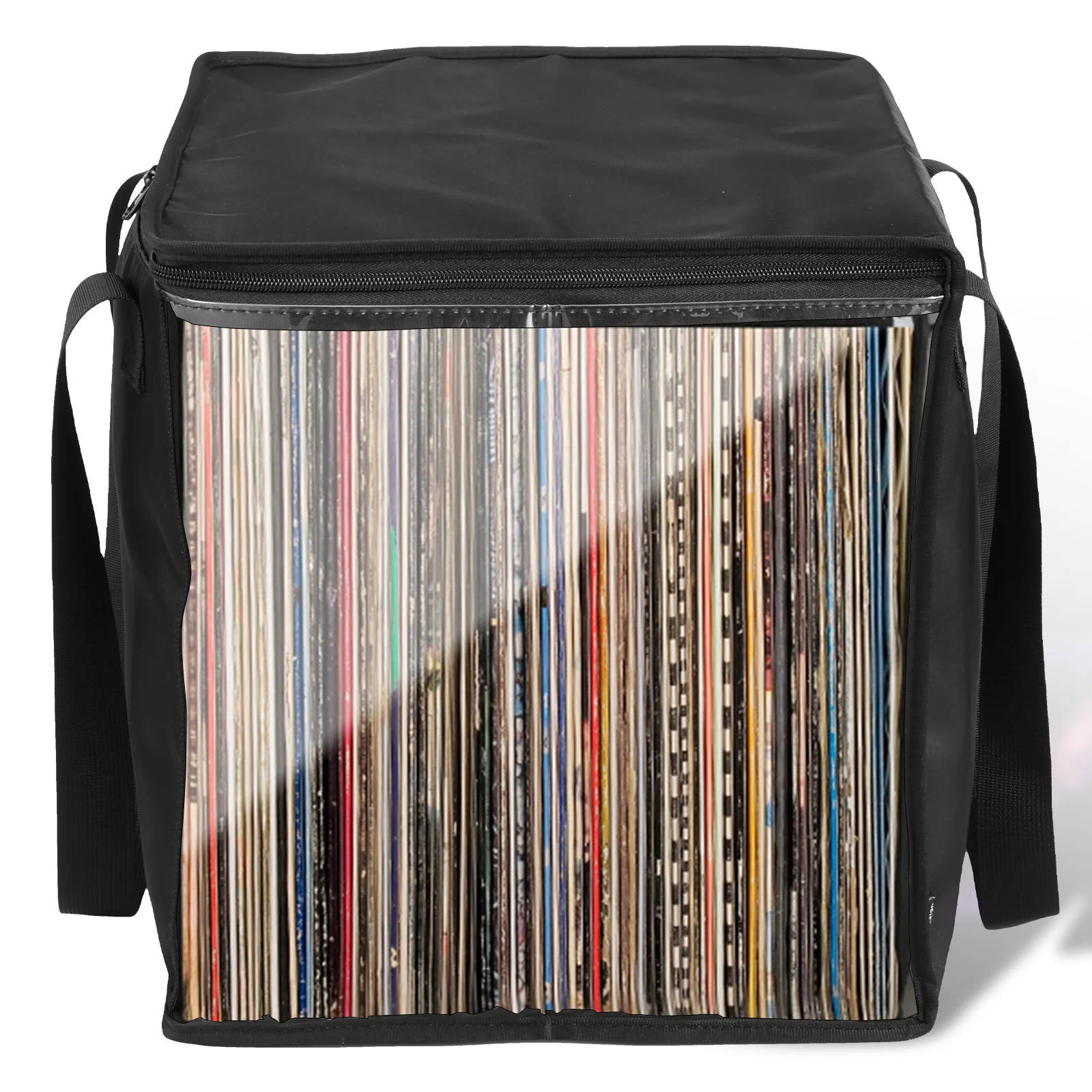 Caja Almacenamiento Discos De Vinilo - Para 30-50 LP, A Prueba De Polvo Y Agua - Estilo Retro Con Cuero Y Metal