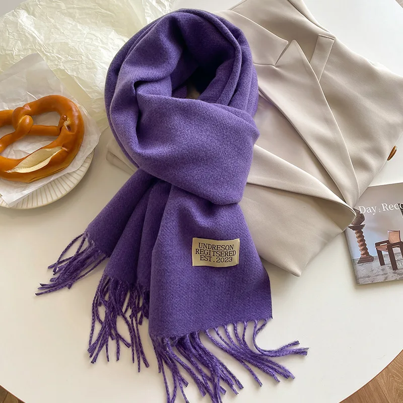 Koreanische mode Schals Einfarbig Schal Pashmina Fühlen Tücher Und Wraps Für Abendkleider Frauen Herbst Winter Decke Große – Detail 26