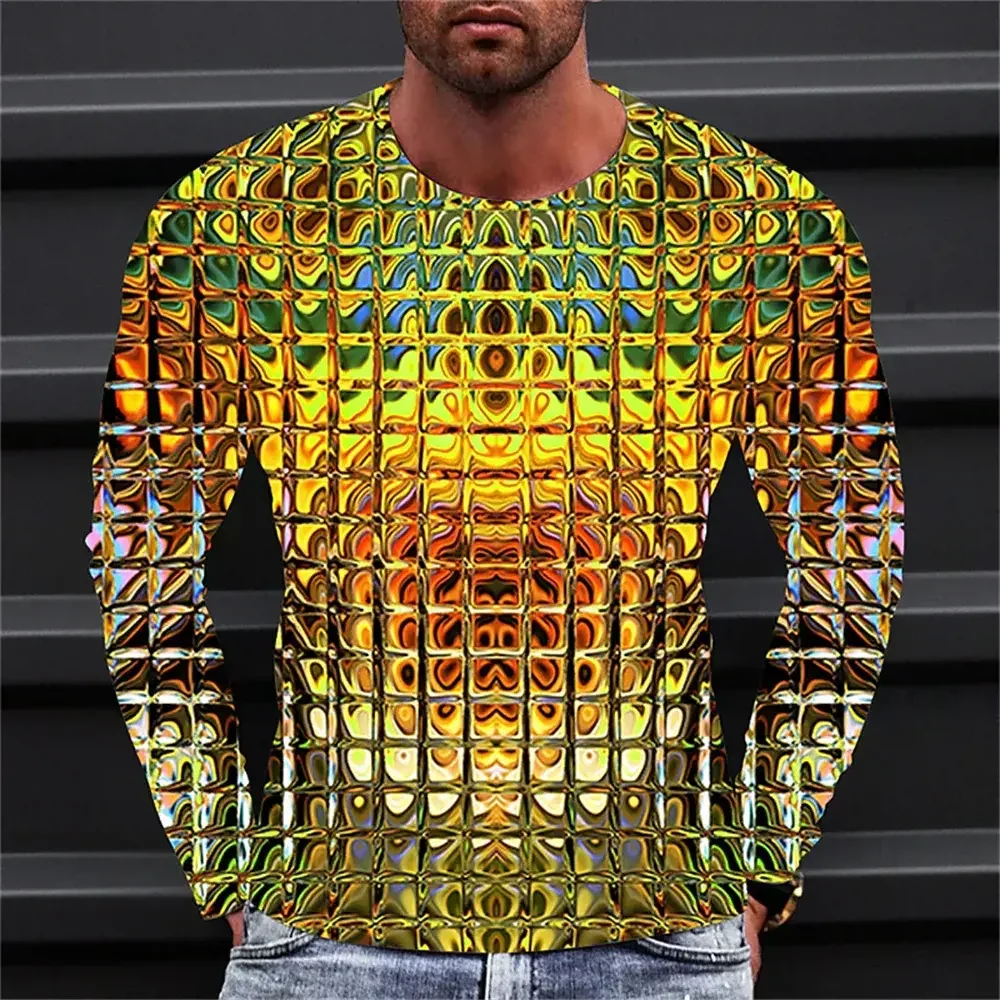 Men's T shirt Tee Graphic Gradient Crew Neck Clothing Apparel 3D Print Outdoor Daily Long Sleeve Print Fashion Designer Vintage