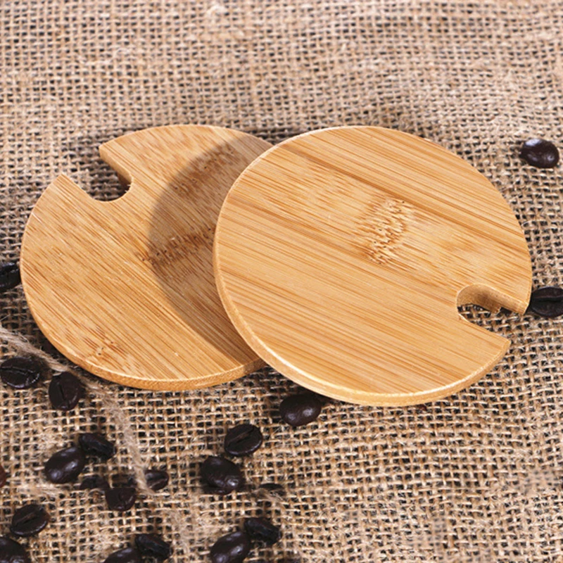 

Bamboo Drinking Cup Covers with a Hole Wooden Cap Lid for Glass Ceramic Mugs Dustproof Cup Cover Drinking Cup Accessories