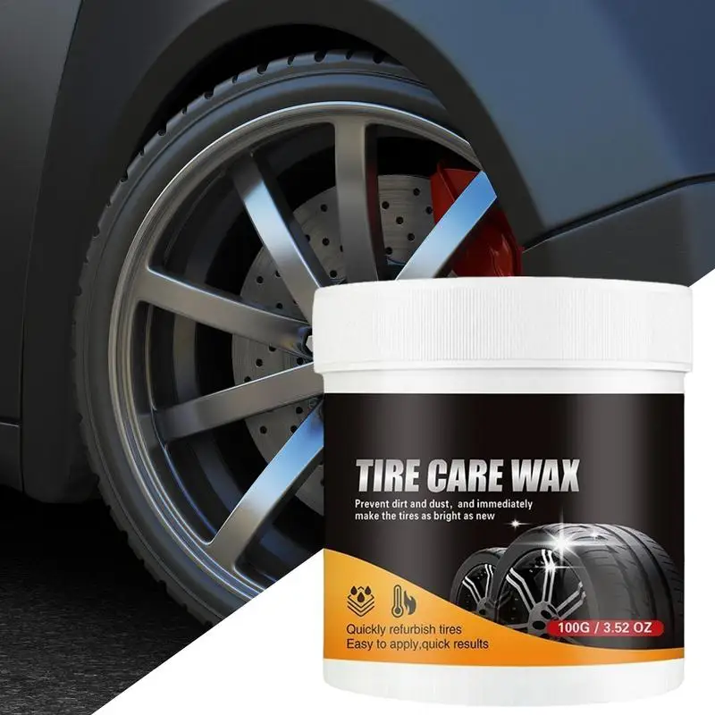 Car Tire Wax 100g Tire Degreasing Polish Protective Wheel Maintenance Wax Waterproof Brightener Long-Lasting For