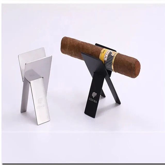 Stainless Steel Cigar Ashtray Holder Steel Practical Gadgets Silver Foldable Rack Cigar Stand Tray Smoking Utensil Accessories - Image 2