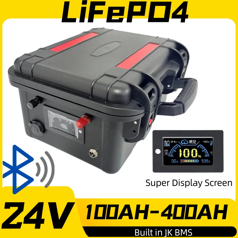 24V LiFePO4 Battery 100Ah-600Ah with BMS and Charger for Backup Power