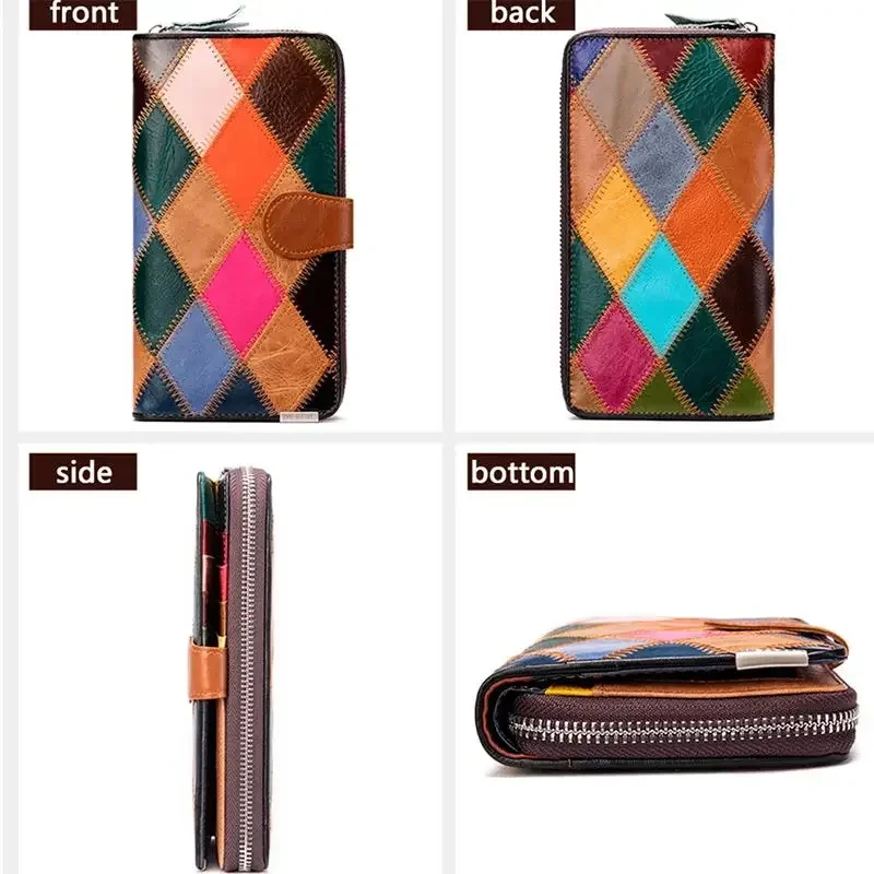 Genuine Leather Women Long Purse Wallet Credit Card Holder